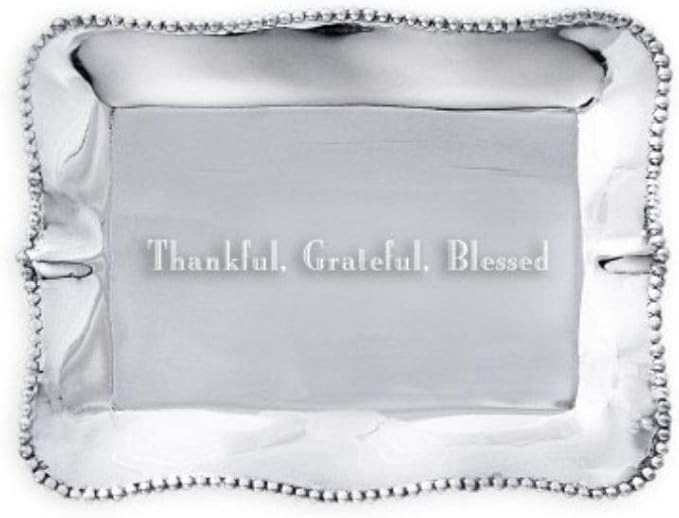 Beatriz Ball Giftables Pearl Rect Engraved Tray- Thankful, Grateful, Blessed