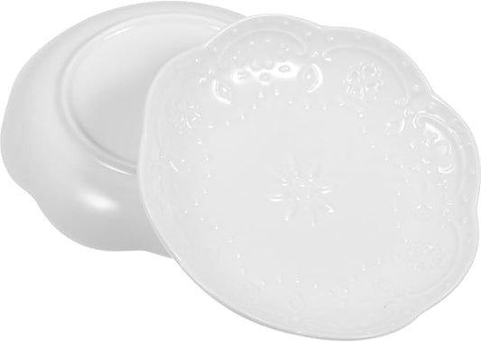 2pcs Ceramic Dipping Dish Multi-function Salad Plate Serving Bowl Sauce Bowl Small Appetizer Plate White