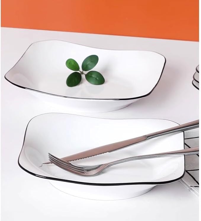 SONGCHAO Party Supplies 6 Square Plate Ceramic Household Dishes Creative Nordic Western Food Plate Deep Plate Fruit Plate Party Plates (Size : Small)