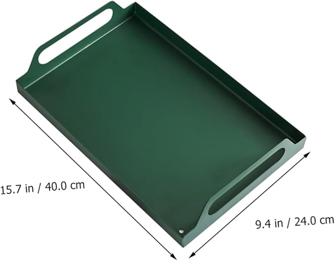 Healifty Metal Rectangular Serving Tray with Handles Versatile Iron Food Plate for Parties Buffets and Home Decor Snacks Appetizers and Desserts