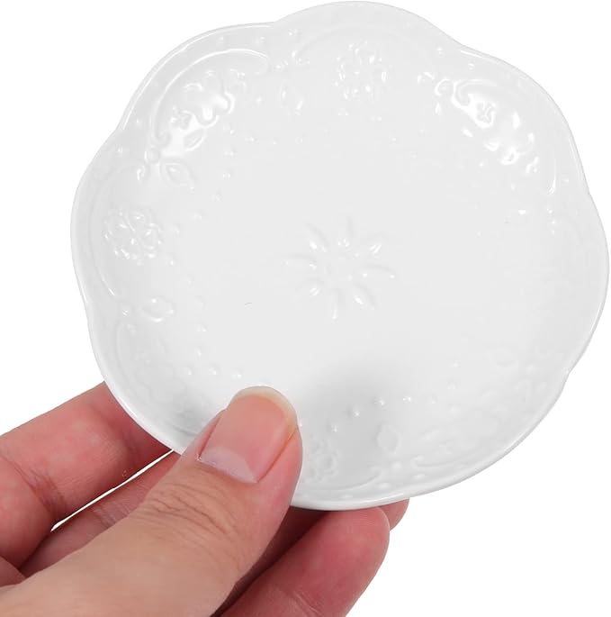 2pcs Ceramic Dipping Dish Multi-function Salad Plate Serving Bowl Sauce Bowl Small Appetizer Plate White