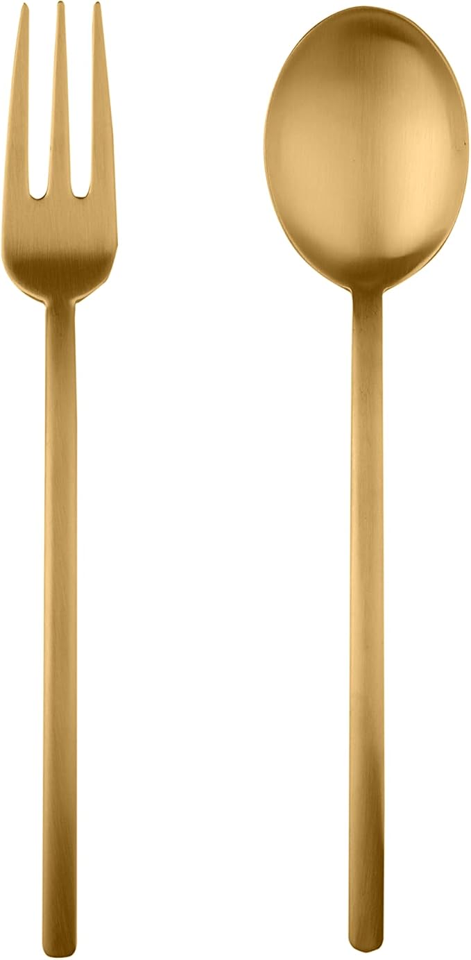 Mepra Due Ice Oro Serving Set – Brushed Golden Finish, Dishwasher Safe Cutlery for Fine Dining