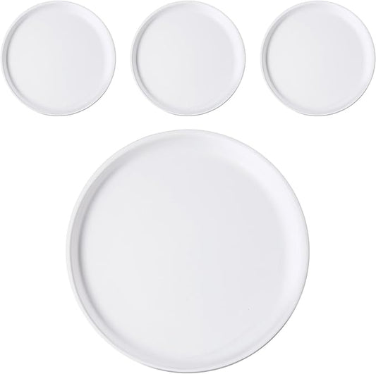 4 Pcs 6 Inch Ceramic Appetizer Plates, Small Salad Appetizer Dessert Plates, Matte Glaze Plates for Kitchen, Dessert, Pie, Cake, Microwave Dishwasher Oven Safe(white)