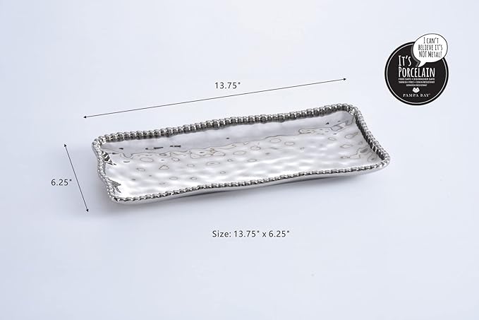 Pampa Bay Porcelain Medium Rectangular Tray (Silver)