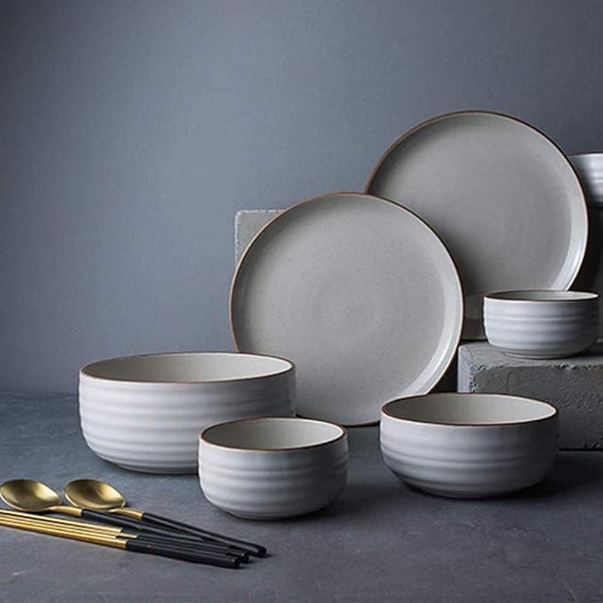 Dinner Set,11 Pieces White Round Porcelain Tableware Ceramic Dinner Set for 2-3 People