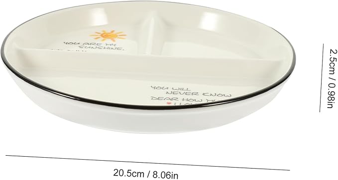 Unomor Ceramic Divided Serving Plate with Three Compartments Snack Platter for Fruits Dried Snacks and Appetizers Parties Weddings and Home Gatherings