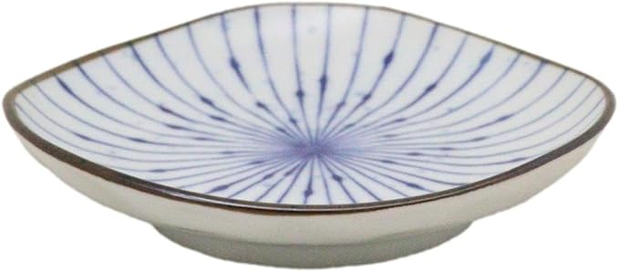 Ebros Gift Artistic Blue Waves Fubuki Tokusa Made In Japan Dinnerware Serveware Kitchenware Set Asian Japanese Restaurant Supply (Pack Of 6 Round Flair Salad Appetizer Small Plates)