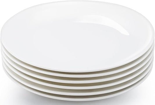 Ceramic Plates Set of 6, 10 inch White Porcelain Dinner Plates, Ceramic Round Plate, Round Dessert Salad Plate for Dinner Kitchen Serving & Everyday Use, Microwave & Dishwasher Safe