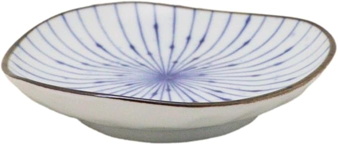 Ebros Gift Artistic Blue Waves Fubuki Tokusa Made In Japan Dinnerware Serveware Kitchenware Set Asian Japanese Restaurant Supply (Pack Of 6 Round Flair Salad Appetizer Small Plates)
