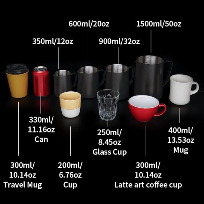 watchget Stainless Steel Milk Frothing Pitcher 20oz/600ml - Espresso Steaming Pitcher for Cappuccino, Latte Art, Coffee Machine Accessories Milk Jug Coffee Frother Cup, Silver
