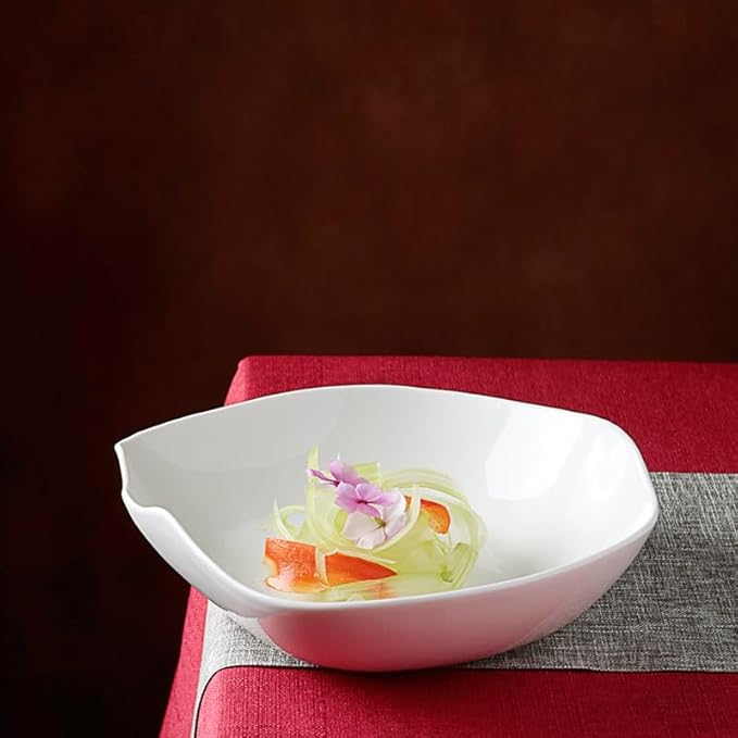 Dinner Plates 10-inch Hotel White Ceramic Kitchen Tableware Irregular Creative Fusion Service Appetizer Plate Club Deep Bowl Kitchen Salad Bowl