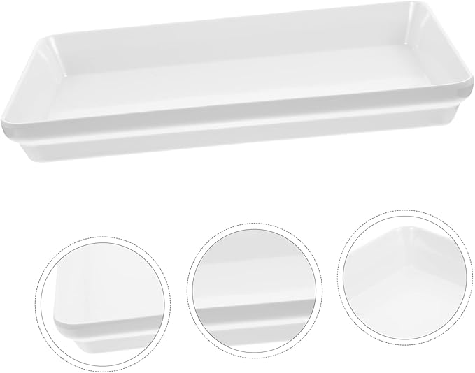 OUNONA Thickened Rectangular Serving Plate Oven Safe Ceramic-Style Snack Dish for Barbecue Pasta and Dinner for Kitchen Parties and Home Dining