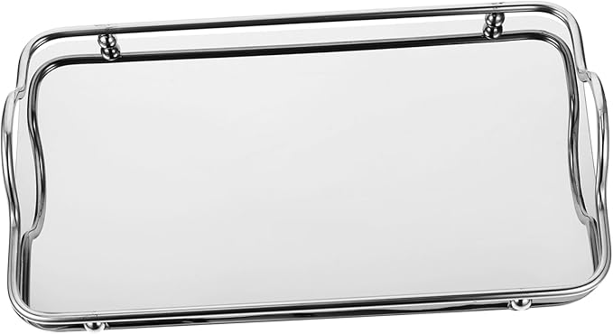 Silver Tray Portable Serving Tray Handles Stainless Steel for Wedding Parties