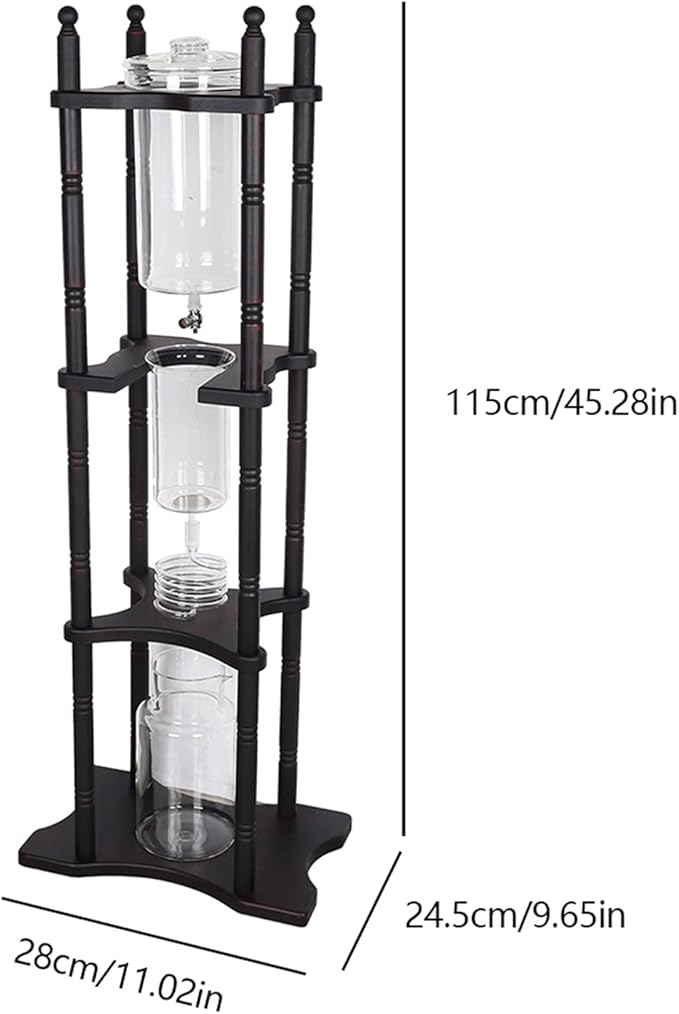 Ice Dripper Coffee Maker, 67.63 oz Cold Brew Coffee Tower with Built-In Glass Filter Core and V-Shaped Spout, Adjustable Speed & Extraction Time Manual Ice Drip Coffee Maker For Cafes Parties