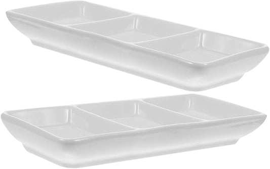 Mobestech 2Pcs Rectangular Ceramic Sauce Dishes Versatile Appetizer Plates for Dipping Sauces Fruit and Snacks for Home and Restaurant Use