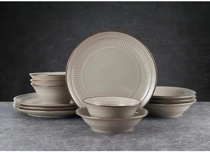 12-Piece Dinnerware Set Stoneware Ceramic Tableware Set Hotel Plate and Bowl Dinner Plate Set