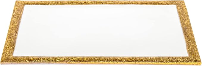 Godinger Serving Tray, Serving Platter for Appetizers, Desserts, Hors D'vour, Pastries & More Metal White with Gold Rim -9x6