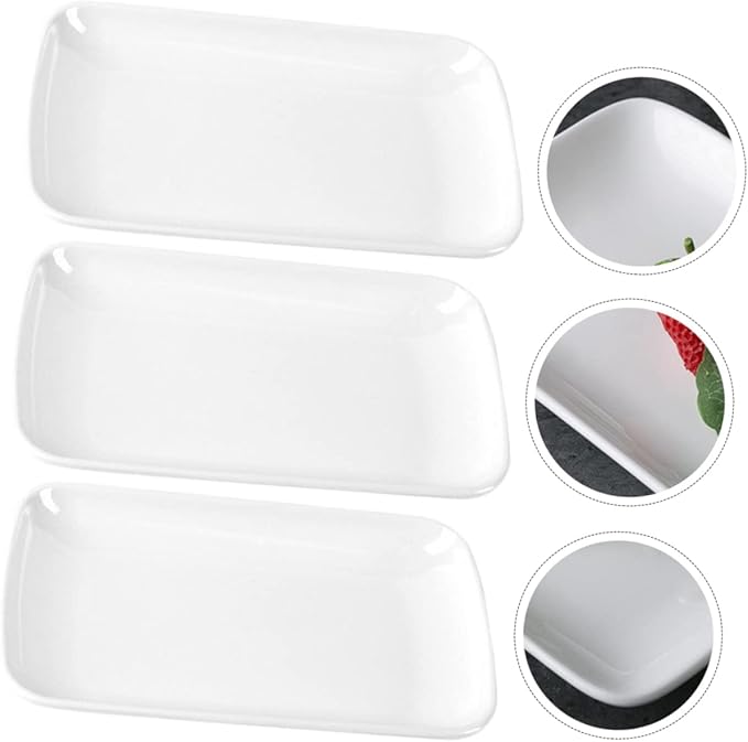 PRETYZOOM 3pcs Appetizer Plates for Party Rectangular Food Serving Trays for Salads Breakfast Dessert