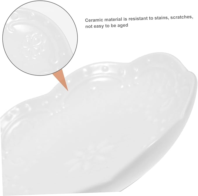 Healifty 2Pcs Floral Butterfly Embossed Ceramic Sauce Plates Dipping Dish for Appetizers Convenient Serving Bowl for Snacks and Fruits Stain Resistant