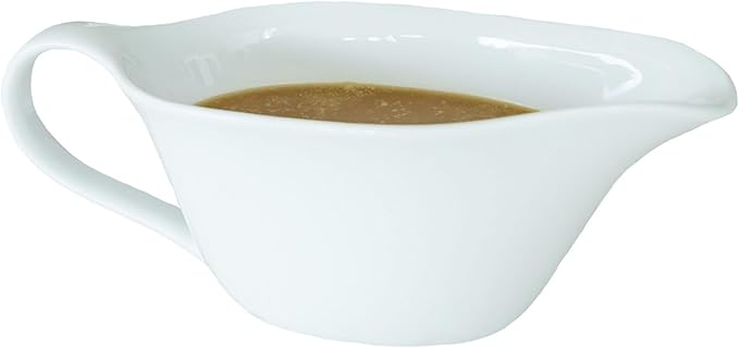 Heartland Home 16oz Porcelain Gravy Boat with Spout – Large Gravy Bowl for Sauce, Cream, and Milk with Large Pourer and Fewer Drips - Microwave and Dishwasher Safe – Classic Ceramic Gift, White