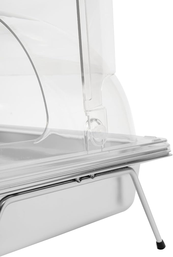 Silver Countertop Food Serving Display Container, 0.79Gal Stainless Steel Catering Supplies Buffet Display, Salad Fruit Trays Restaurant Containers with Lids (2 Pan-with 4 Non-slip Feet)