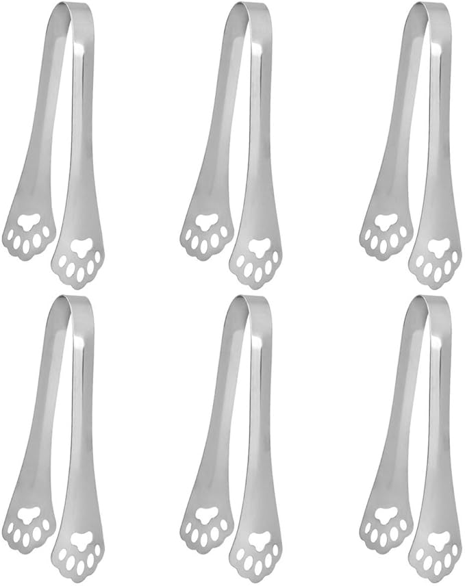 Keewah Small Bear Paw Serving Tongs 6 Pack, 5.4 x 1.3 inch, Stainless Steel