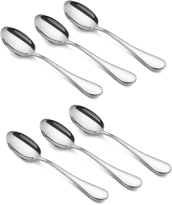 HornTide 6-Piece Mini Tea Spoon Set Dessert Coffee Spoon Flatware Stainless Steel Mirror Polishing 5.5-Inch 14cm