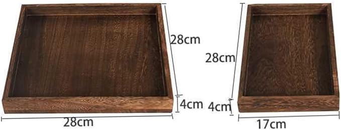 Cabilock 1Pc Retro Solid Wood Tea Tray Sturdy Rectangular Household Serving Tray for Fruits and Desserts Natural Design for Parties and Home Decor Black Brown Finish