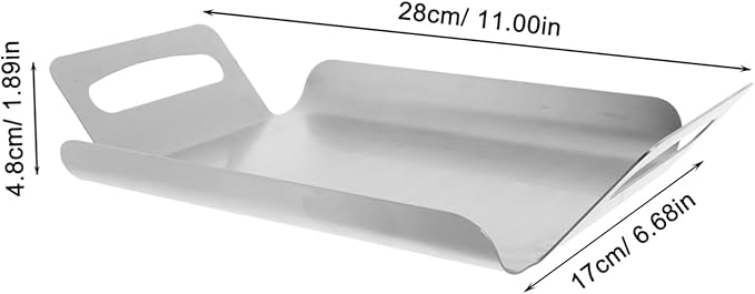 Stainless Steel Snack Serving Tray Silver Multi-Purpose Platter Reusable Food Preserving Tray Steel Korean Style Handles Thickened Design for Home and Restaurant Use