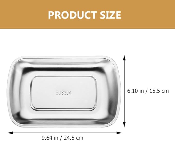 ARTIBETTER Stainless Steel Rectangle Food Tray Large 304 Steel Snack Holder Roast Meat Plate Pastry Serving Tray for Dining Table and Barbecue Use