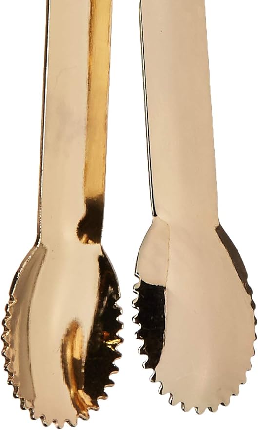 5.75" Mini Appetizer Tongs Set, Tiny Stainless Steel Small Tongs for Serving, Tea Party, Coffee Bar, Desserts, Set of 4 (Gold)