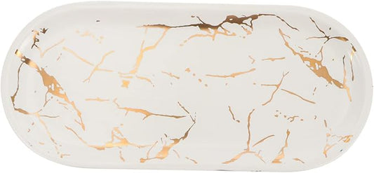 Alipis 1Pc Elegant Marble Pattern Ceramic Food Plate for Sushi Appetizers and Dishes for Home Restaurant and Party Serving Easy to Clean with Smooth Surface