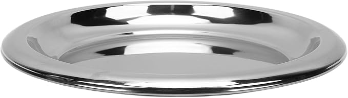 Aramox Round Serving Tray, Stainless Steel Polished Platter, Elegant Silver Food Serving Tray for Entertaining and Coffee Table Decor (S)