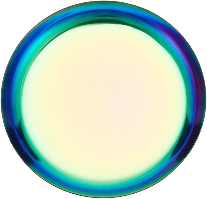 4 Pack 3.9 Inch Rainbow Serving Plate Round Metal Food Trays Small 410 Stainless Steel Seasoning Soy Sauce Storage Dishes Tools for Kitchen Cooking Sushi Dipping Appetizer Plates Jewelry