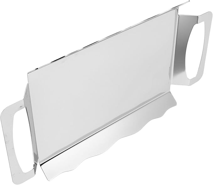 BESPORTBLE Stainless Steel Serving Tray with Handles, Medium Rectangular Vanity Organizer Platter 28x15.3cm, Chrome Silver Decorative Tea and Dessert Server for Buffet and Party