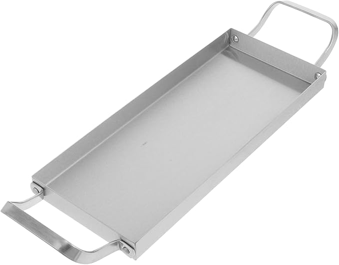 Ciieeo Rectangular Stainless Steel Bbq Serving Platter Dual Handles Versatile Food Serving Tray for Snacks Sushi Desserts and Hot Pot
