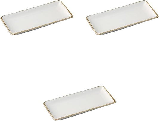 Setomonohonpo Set of 3 Chawa Wave Serving Plates, 8.0 x 3.5 x 0.9 inches (20.3 x 9 x 2.3 cm) | Appetizer Plate, Porcelain