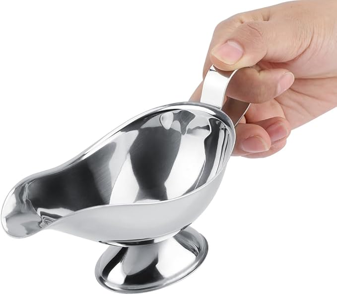 Gravy Boat, Mini Sauce Jug Stainless Steel Gravy Boat with Handle Sauce Cup with Dripless Lip Spout for Gravy Sauces Salad Dressings Cream(5oz)