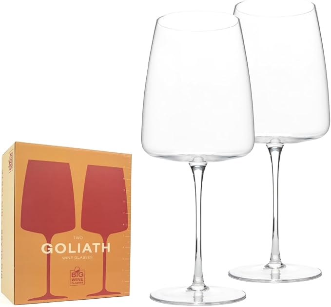 Goliath Giant Wine Glass - Premium Crystal Wine Glasses Set of 2 - Fits Entire 750 ml Bottle