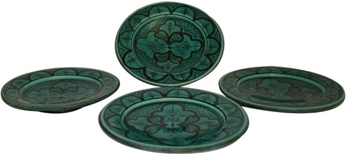 Ceramic Plates Handmade Appetizer Tapas Set Of 4 - Dark Green