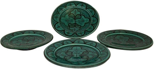 Ceramic Plates Handmade Appetizer Tapas Set Of 4 - Dark Green