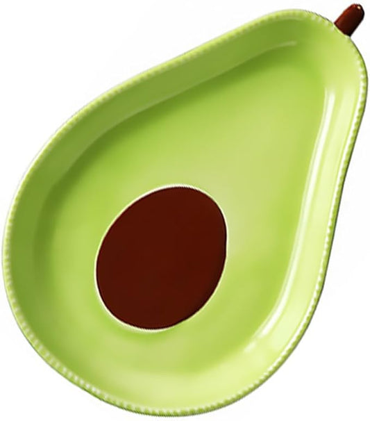 Cabilock 1pc Avocado Shape Ceramic Plate for Fruits Snacks and Desserts Adorable Medium-sized Tableware for Parties and Entertaining