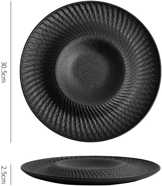 Kitchen Plates 10-inch Japanese Hotel Restaurant Western Tableware White Ceramic Appetizer Plate Dessert Cake Restaurant Plates(B,12 in)