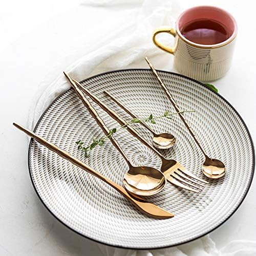 Stainless Steel Flatware serving set,Home Kitchen Eating Tableware Set,Dishwasher Safe,For Home Kitchen Restaurant Hote 5/20/30/40/50/60 Pieces Portuguese Retro Rose Gold 304 Stainless Steel Cutlery S