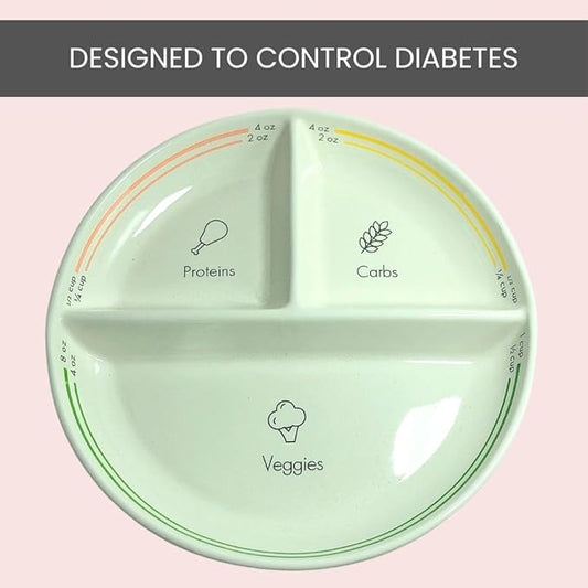 Uba DIABETIC Portion Control Plate (PORCELAIN) with Built-in Measurements