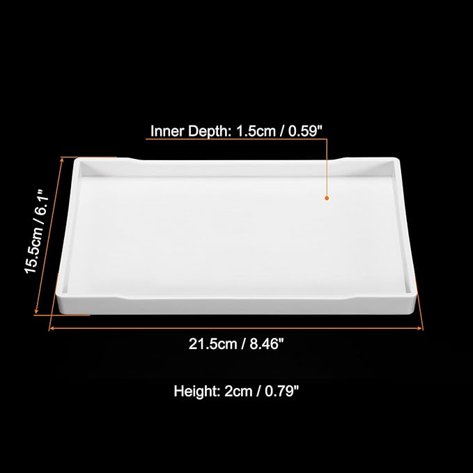 PATIKIL 8x6 Fast Food Tray, Plastic Reusable Recyclable Multi-Purpose Rectangle Serving Tray for Restaurant Home Kitchen, White