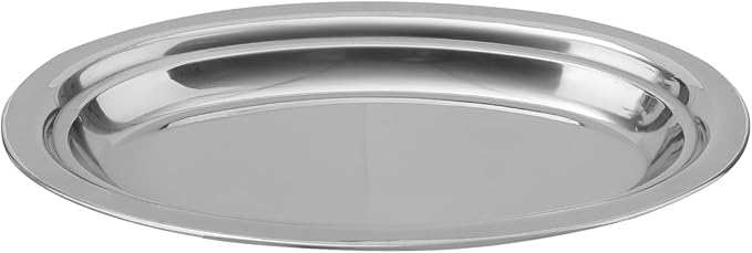 Alipis 1pc Stainless Steel Oval Plate Heavy-duty Steaming Dish for Fish Snacks Brushed Serving Tray for Desserts Fruits and Appetizers Kitchen Restaurant
