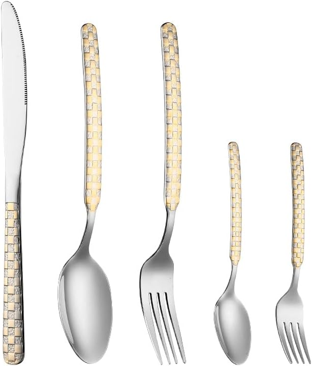 Stainless Steel Flatware serving set,Home Kitchen Eating Tableware Set,Dishwasher Safe,For Home Kitchen Restaurant Hote 5/20/30/40/50/60pcs Stainless Steel Cutlery Creative Water Cube Knife And Fork S
