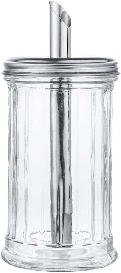 RW Base 11 oz Glass Sugar Pourer - with Flip Lid - 3" x 3" x 7" - 1 count box