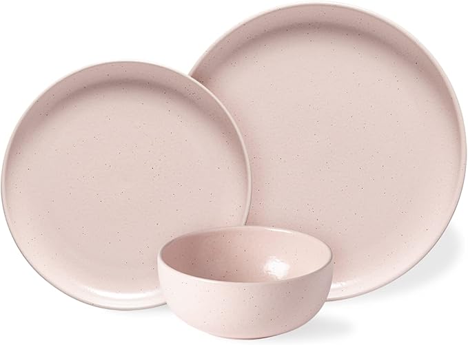 Casafina Pacifica Marshmallow Pink 12-Piece Stoneware Place Setting Dinnerware Set, 4 Pieces